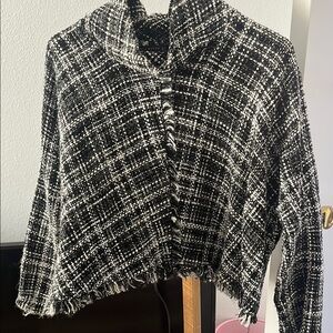 Black and White Plaid Women's Sweater